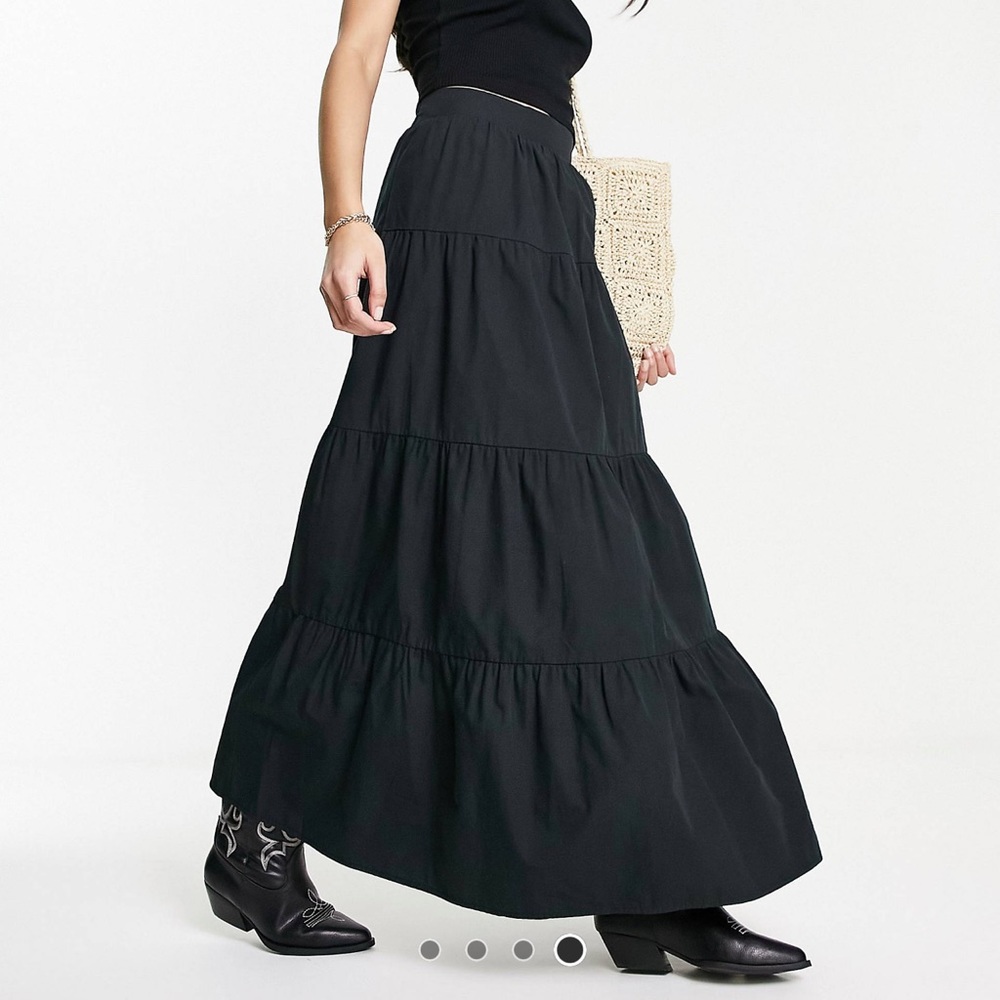 poplin black maxi skirt